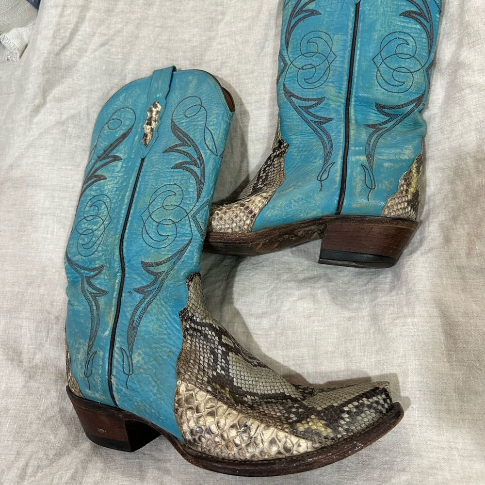 Lucchese tall python leather cowgirl boots